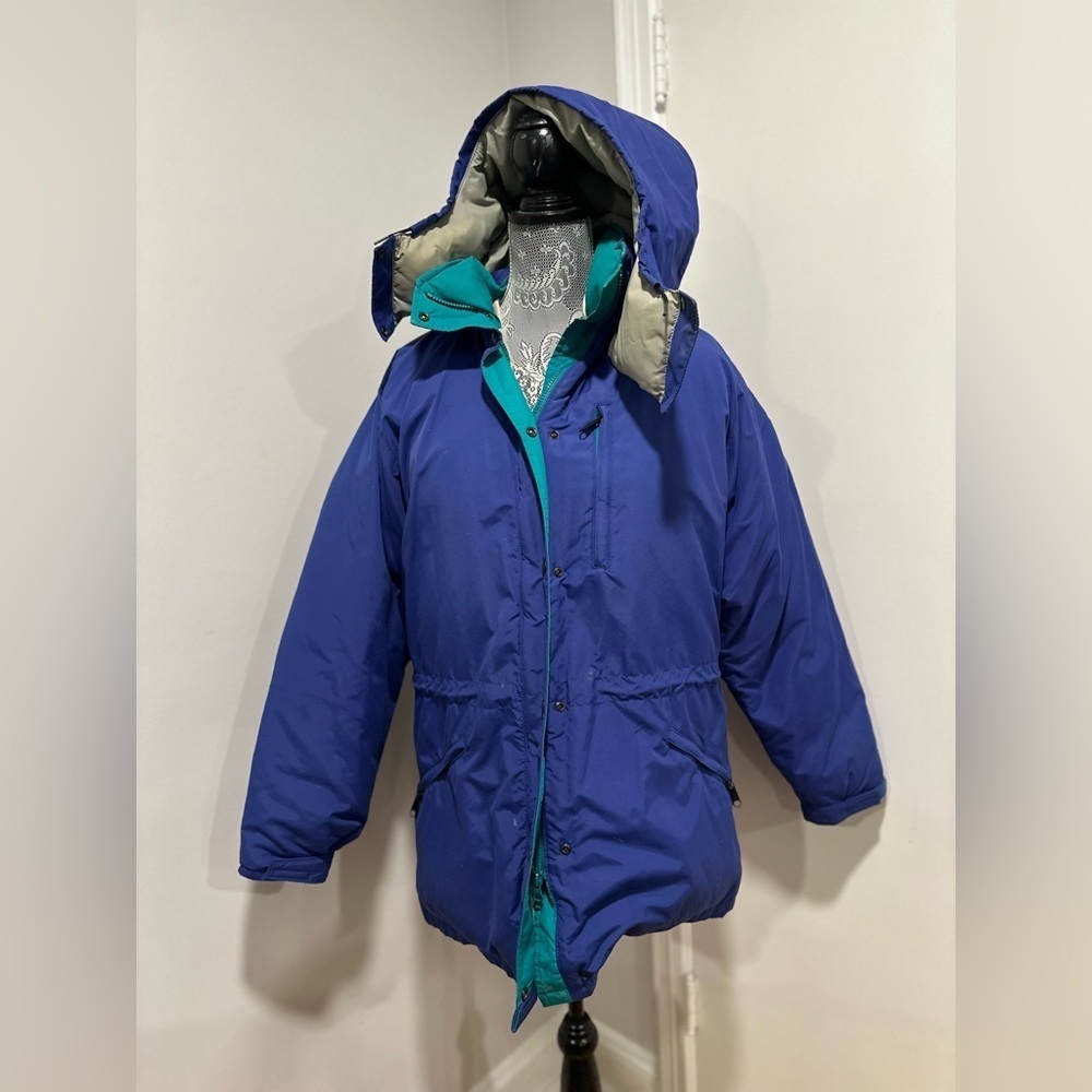 VTG 80s LL Bean Womens Down Filled Puffer Jacket Parka Ski Coat Teal Blue.
